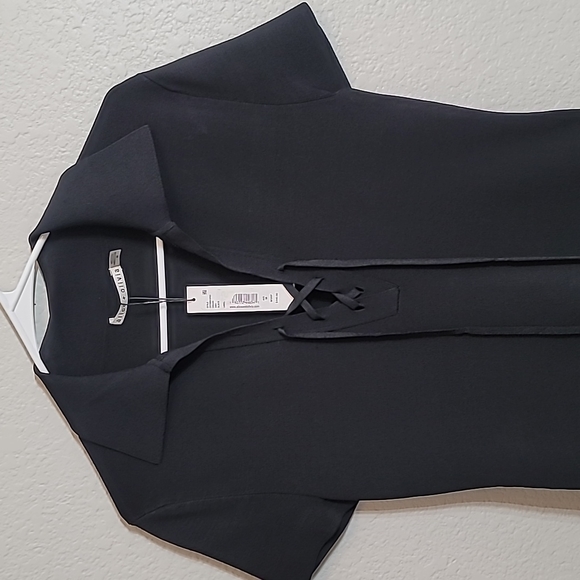 ALICE + OLIVIA Janna Lace-Up Polo Shirt Dress - Picture 8 of 13